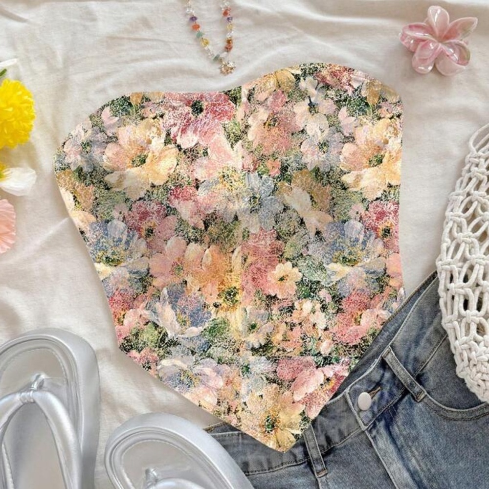 Floral Strapless Top